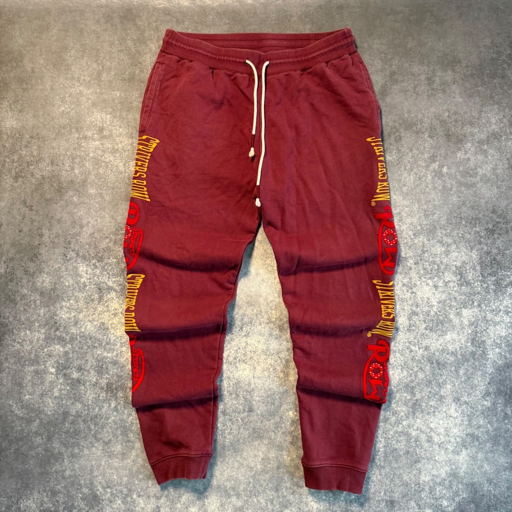 Strivers Row Men Burgundy Graphic Fleece Jogger Sweatpants Size Large Boxing Gym